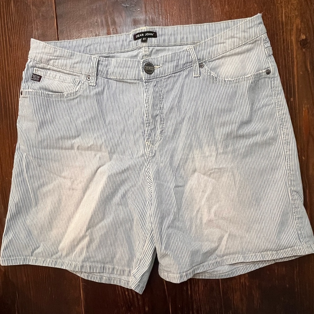 Dear John Light Blue Striped Women's Shorts Women’s 31